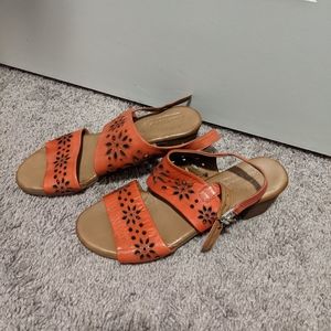 Spring Step laser-cut floral coral heels